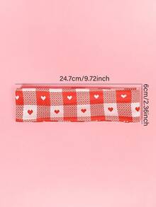 5条爱心印花弹力发带，女士运动发带，适合日常佩戴和送礼，与甜美粉色运动服完美搭配，情人节发饰，情人节配饰礼物 - 彩色 - 查看 4