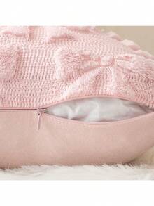 1/2 Pcs Bow Pillowcase Set Of Two Comfortable Room Decor Cute Faux Fur Soft Bow Without Padding Fluffy Plush Aesthetic Pillowcase Bed Sofa Sofa Sofa, Autumn Christmas Decoration (18 X 18 Inches, Pink) - 弓 - 查看 7