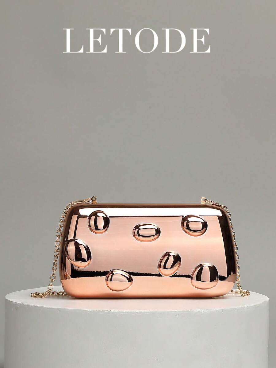 LETODE Rhinestone Jewelry Set Bling Necklace Earrings Bracelets Set For Women Evening Clutch Bag Bridal Wedding Evening Bag Acrylic Rose Gold Plating Handbag Fashion Metal Decoration Purses For Women Prom With Detachable Metal Chain For Wedding And Party Shoulder Bag For Women Clutch Purses For Ladies Bag Women's Handheld Evening Bag Versatile Handheld Bag Cocktail Party Wedding New Wallet Banquet Bag - Rose Gold - View 1