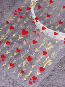 7片蝴蝶结心形美甲贴纸，优雅的红色爱心蝴蝶结图案美甲贴纸，可爱甜美的DIY美甲装饰，轻松打造精致的手足护理美甲饰品 - 彩色 - 查看 9