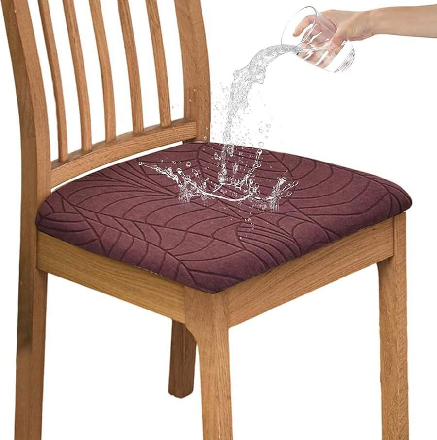 Juego de 4 fundas elásticas y antideslizantes lavables para sillas de comedor, fundas de cojín amarillas para sillas de cocina y comedor - 26 - Ver 1