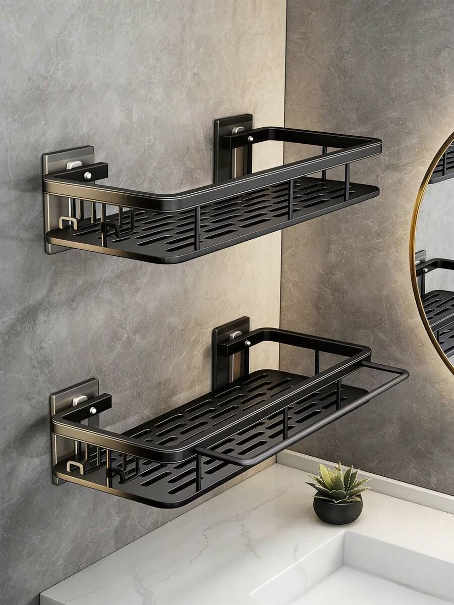 Kệ góc chịu lực cao, gắn bằng keo/vít, có 2 móc - Không cần khoan, kệ cong tiết kiệm không gian cho phòng tắm, vòi sen, nhà bếp - Hệ thống kệ nhựa chịu lực cao (2 tầng) - Nhiều màu - Xem 1