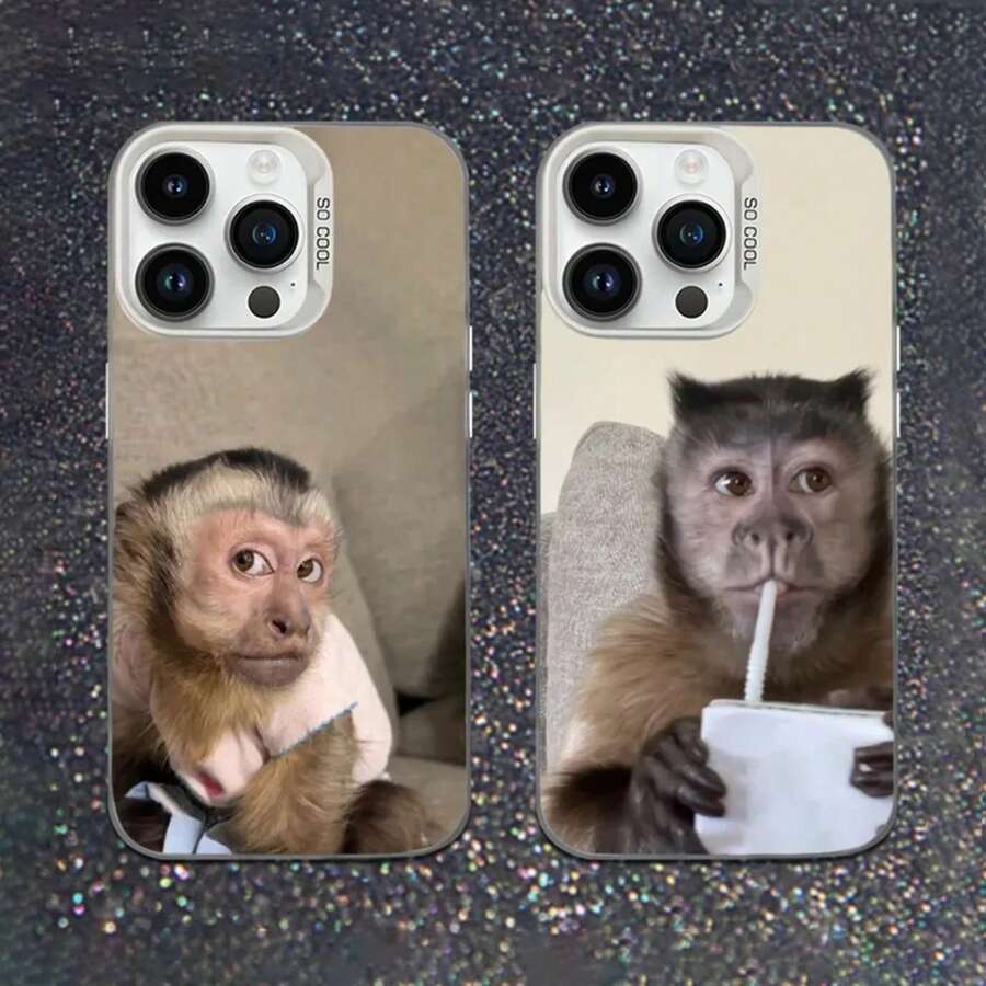 Funda de teléfono Monkey Sipping C-Caprisun para 17,16,15,14,13,12,11,Pro,MAX, cubierta blanca mate a prueba de golpes - z3 - Ver 1