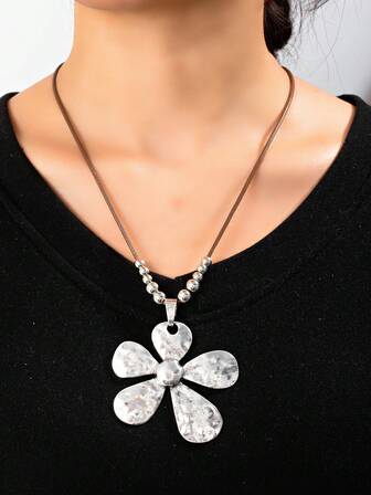 1pc Bohemian, Punk, Hip-Hop, Western Style Vintage Geometric Floral Necklace, Multicolor