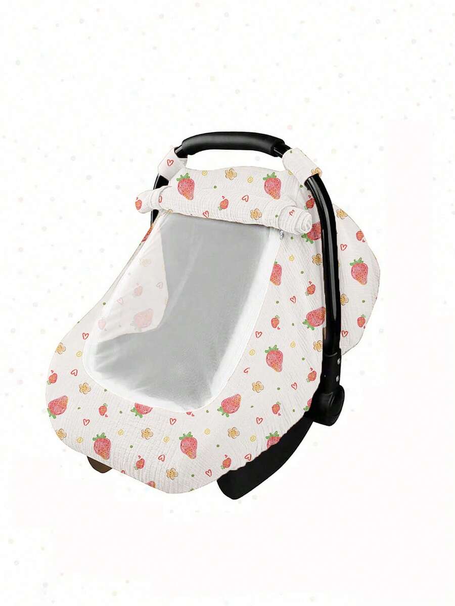 1pc Baby Basket Dust Cover, Cotton Muslin Breathable Protective Cover, Spring/Summer Baby Dust-Proof, Windproof, Sunscreen Canopy, Mesh Mosquito Net With Open Window, Universal