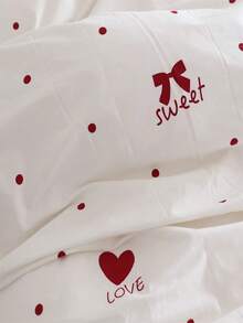 Conjunto de capa de edredom Sweet Heart, branco, 3 peças, incluindo 1 capa de edredom e 2 fronhas, ultramacia, respirável e elegante.