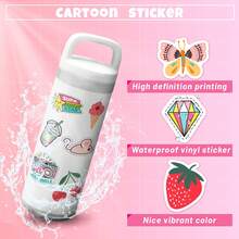 100Pcs/Set Of Fun Stickers With Cute Cartoon Patterns-Waterproof Vinyl Stickers For Laptops,Water Bottles And Suitcases-Reusable And Mixable Colors,Cute, Beautiful And Easy To Apply,Durable - 彩色 - 查看 6