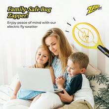 ZAP IT! Bug Zapper - Battery-Operated Mosquito Fly Swatter Killer and Bug Zapper Racket - 3 500 Volt LED Light for Tapping in The Dark - 2 x AA Batteries Included Medium - Amarillo - Ver 5