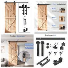4 FT Sliding Barn Door Track And Handle Hardware Kit, Straight Pulley,Slide Smoothly Quietly,Easy Install (4FT Track Kit For 24" Wide Single Door) - 4英尺單門套件 - 查看 2