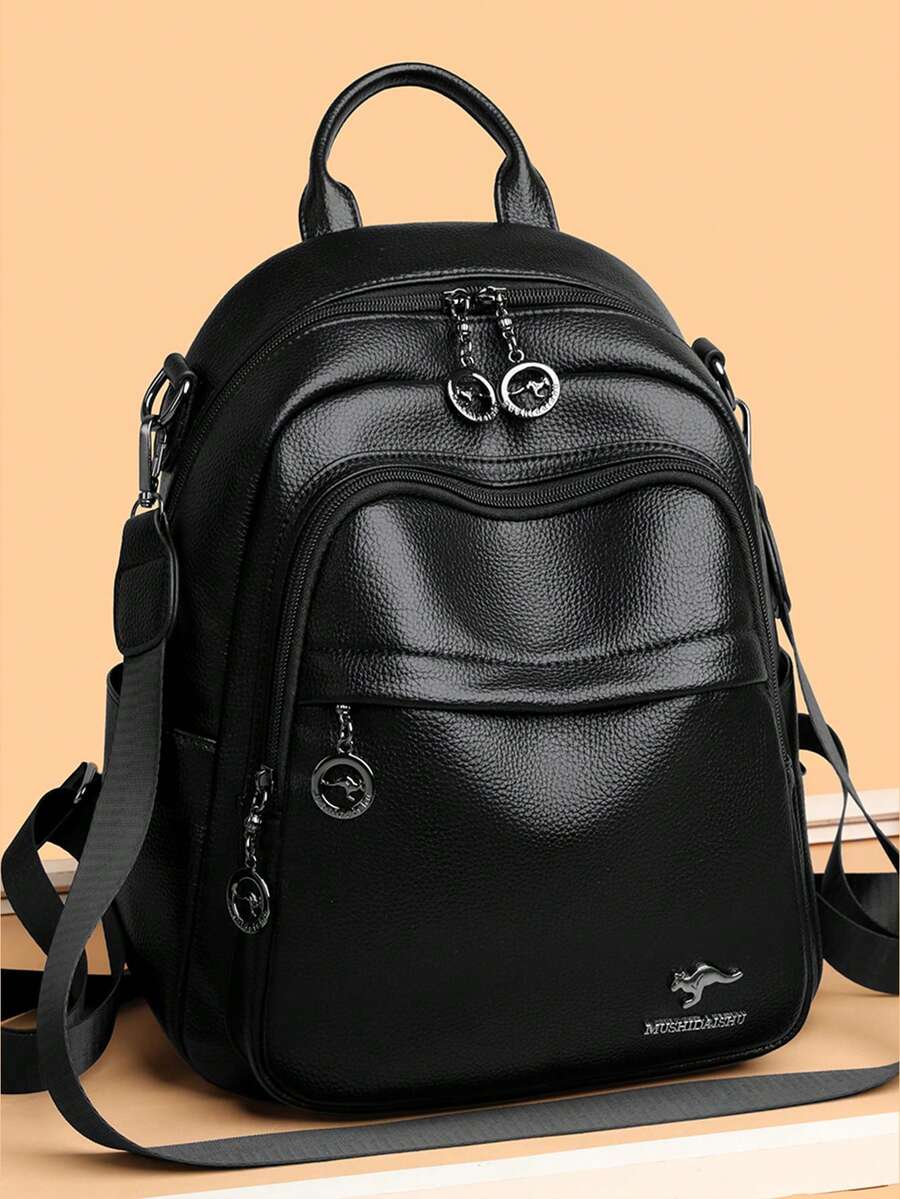 女士软PU皮革双肩包 学生书包 女式高品质双肩包 多功能女士单肩包 通勤包