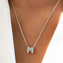 1PC 3D Cute Balloon Bubble Name Necklace, 26 English Letter Pendants DIY Combination Name Necklace, Personalized Name Necklace, Initial Letter Necklace, Suitable For All Seasons Women's Niche Necklace, Exclusive Valentine's Day Gift, Also An Ideal Choice For Your Loved One. - Multicolor - View 9
