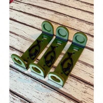 Wall Mount Fishing Rod And Reel Storage Green/Black Rack Set Of 3