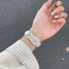 1 Pc Cute Silicone Compatible With Apple Watch Band For Women 38mm 40mm 41mm 42mm 44mm 45mm 46mm 49mm , Strap Compatible With Apple Watch Link Series Ultra S11/10 9/8/7/6/5/4/3/2/1 SE - Apricot - View 9