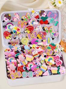 50pcs/Set Colorful Bow, Fruit, Animal, Cartoon Flower Random Style Hair Clips For Girls, Cute Princess Teen Hair Accessories, Suitable For Daily Use (No Box, Bagged) - Multicolor - View 1