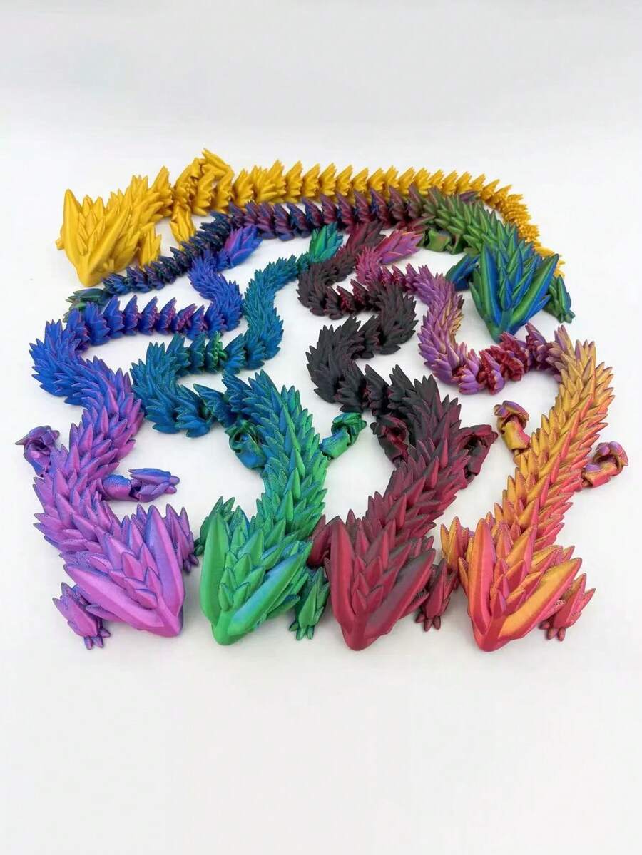 2026 New Hot-Selling 3D Printed Movable Joint Dragon Toy, Hedgehog Big Head Dragon Desktop Toy, Exquisite Rainbow Dragon Shaped Desk Decor, Colorful Desktop Display, Ideal For Home, Office Or Car Decoration, Great Gift And Stress Relief Toy - Multicolor - View 1