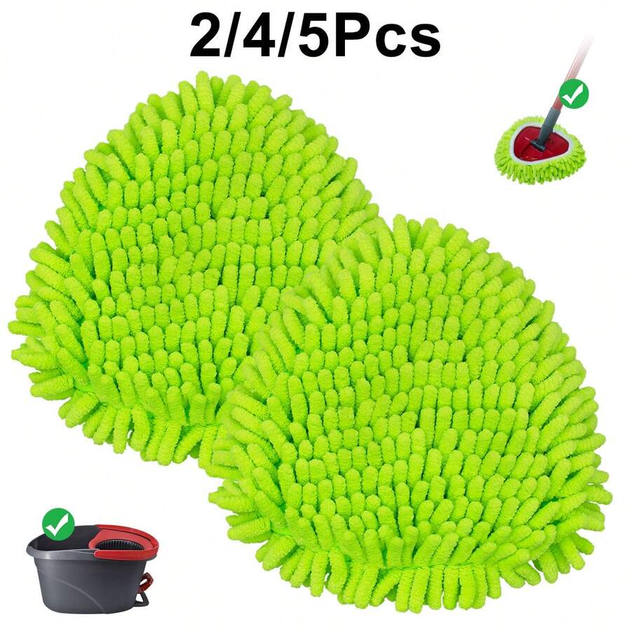 Bộ 2/4/5 miếng lau thay thế, phù hợp với cây lau nhà xoay EasyWring, hệ thống một xô, có thể giặt, loại bỏ bụi bẩn, làm sạch sâu, đầu lau bằng sợi microfiber siêu mềm, dùng để lau dọn nhà bếp và phòng tắm, quà tặng Giáng sinh.