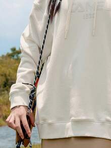 CAMEL CROWN Hanorac cu glugă cu mânecă lungă pentru sporturi în aer liber, pentru femei și bărbați, topuri retro versatile, casual, lejer, pentru femei - Frasin de stejar - Vizualizare 3