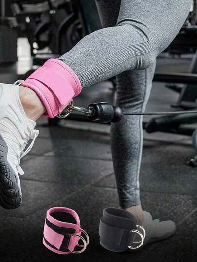 2pcs Adjustable Thick Ankle Straps With D-Ring Support, Suitable For Leg Exercises, Breathable Ankle Sleeves, Fitness Accessories, Workout, Gym, Home Exercise, Gym Weightlifting, Lifting, Women Weighted