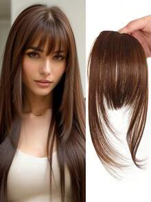 高级合成漫画刘海假发，女士额夹式刘海，耐热自然黑，适合日常佩戴 - 彩色 - 查看 10