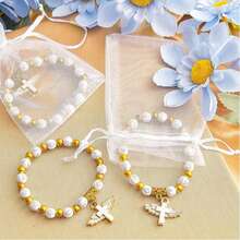 36pcs/18sets Beaded Bracelets, Including 18pcs Bracelets And 18pcs Organza Bags, Suitable As Gifts For Bridal Shower, First Communion, Birthday Party, Christening - Multicolor - View 4