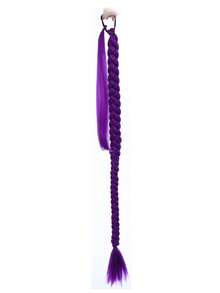 Purple Braided Hair Extensions, Elastic Ponytail Wig, Suitable For Party And Christmas - 彩色 - 查看 9