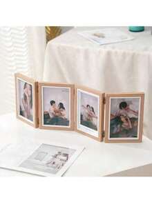 6-Inch/8-Inch Wooden Folding Photo Frame, Fashion & Creative, Suitable For Multi-Functional Display On Wall And Desk, Ideal For Landscape, Floral, Painting, Portrait And Architecture Photos - Suitable For Decorating Living Room, Bedroom And Porch, Also An Ideal Birthday Gift. - Khaki - View 5