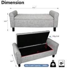51 Storage With Upholstered Ottoman Linen End Of Bed Couch Light Gray - 1 - Xem 8