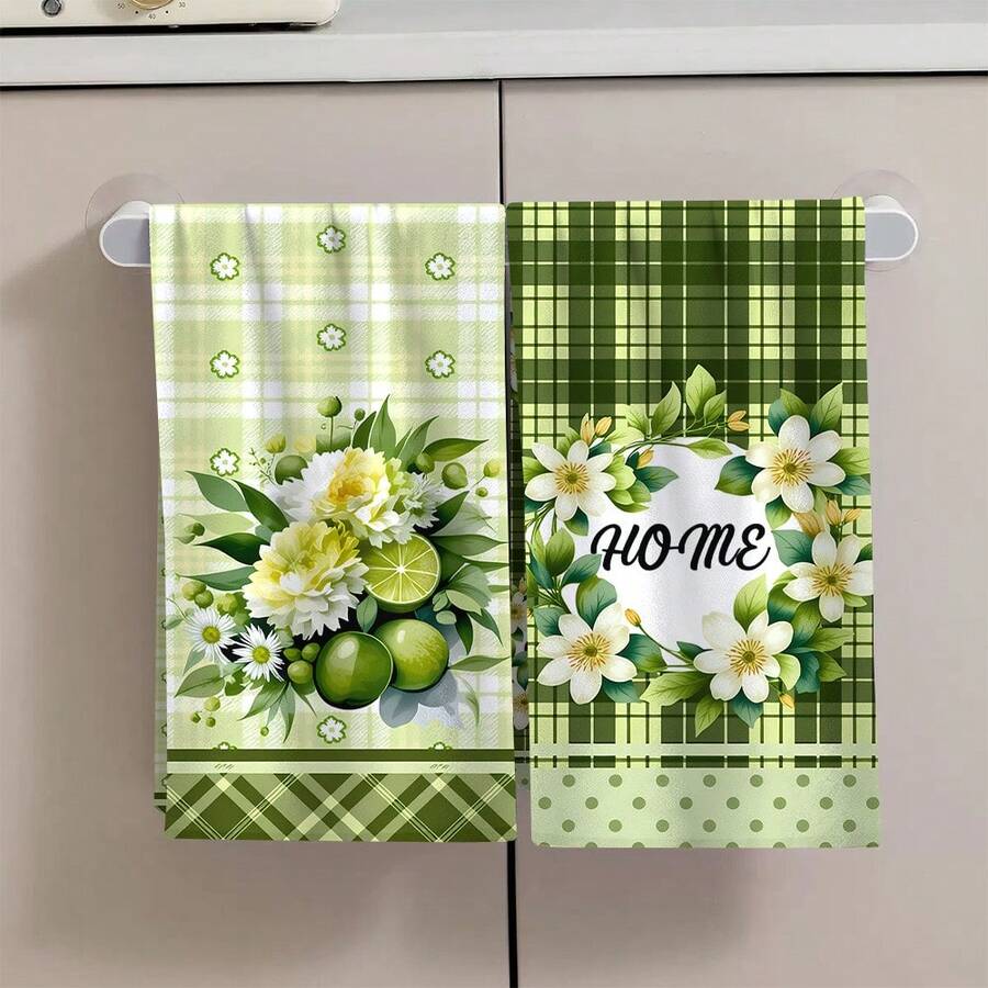 2/4 件装花卉图案洗碗巾，超强吸水超细纤维现代洗碗布，烹饪烘焙茶巾，洗脸巾，手巾，柔软且吸水性强，厨房装饰，送给邻居、母亲、朋友的礼物，生日礼物，乔迁礼物，厨房必备品，日常用品 - 彩色 - 查看 1