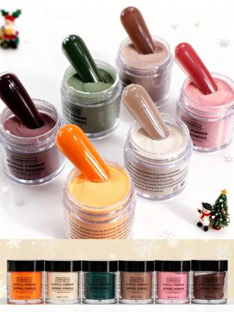 Acrylic Nail Powder, No Nail Lamp Needed, Long-Lasting Color, Moisturizing, Lasts Up To 30 Days, Salon Alternative, Easy For Beginners, Suitable For New Year & Christmas