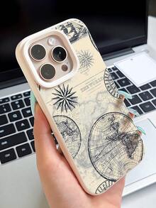 1pc Fashionable Personalized Map Graphic Design Shockproof Milky White Liquid Straight Edge TPU Phone Case Compatible With IPhone 16 Pro Max/16/16 Pro/16 Plus/15/15 Pro Max/15 Pro/11/12/13/14 Pro Max/11 Pro/11 Pro Max/12 Pro/12 Pro Max/13 Pro/13 Pro Max/14 Pro/14 Pro Max, Soft Case With Premium Feel - Multicolor - View 3