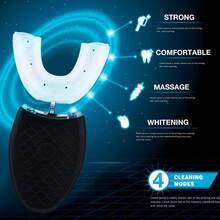 Ultrasonic Electric Toothbrush Adults, Automatic Toothbrush U Shaped Whole Mouth 360° Cleaning Teeth Whitening Hands Free Rechargeable IPX7 Waterproof - 白色 - 查看 6