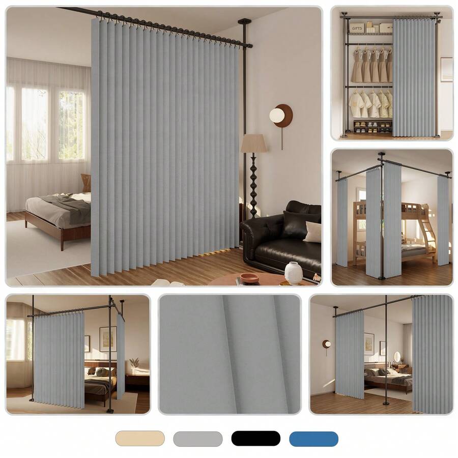 1pc Foldable Curtain Divider, Versatile Hanging Curtain For Rental Home, Bedroom, Living Room, Bathroom And Other Scenarios, High-End Design