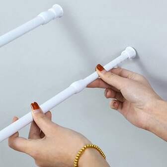 Barra telescópica sin agujeros ni perforaciones, una barra para fijar sin clavos, una barra para cortinas, cortinas cortas, cortinas de café, cortinas de puerta, accesorios de baño, barra telescópica para cortinas, barra para fregadero de cocina, barra para armario de zapatos, barra de sujeción para cortinas de baño, barra de cortina de puerta, gancho de soporte de clip