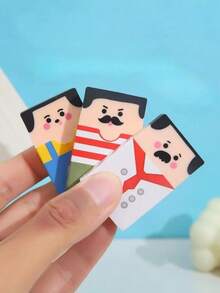 1/2/4pcs Cute Cartoon Brick Erasers - Bald Worker Man Shaped Erasers, Ideal For Study And Office Use, Back To School Essential, Student Erasers, School Supplies - Multicolor - View 3