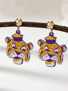 1对亚克力老虎橄榄球队比赛日耳环（女士款） - 比賽日老虎吊墜耳環 - 查看 1