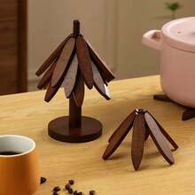 Wooden Tree-Shaped Heat Insulation Coaster - Heat Resistant Decorative Coaster For Kitchen, Office, Outdoor, Also Suitable As Gift - Hand Wash Only