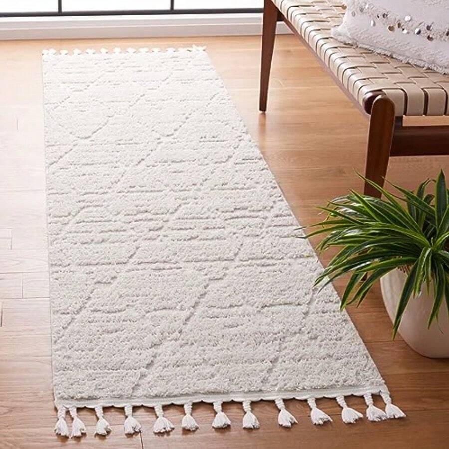 SAFAVIEH Marrakech Collection Runner Rug - 2'2 X 8' Beige Moroccan Boho Tassel Design Non-Shedding Easy Care Ideal For High Traffic Areas In Living Room Bedroom MRK517C - 22x8Runner - 查看 1
