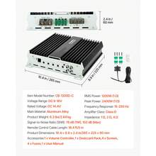 Monoblock Car Amplifier, 1200W R MS MAX, 1/2/4 Ohm Stable, 1-Channel Class D Car Audio Amplifier With Remote Subwoofer Level Control, Low Pass Filter, Bass Boost & Phase Shift, Volume Controller - 1-4Ω 1200W - View 7