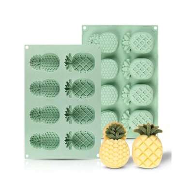 8孔硅胶菠萝模具，趣味菠萝造型，适用于冰格、巧克力糖果、蜡笔、生酮脂肪球、蛋糕装饰