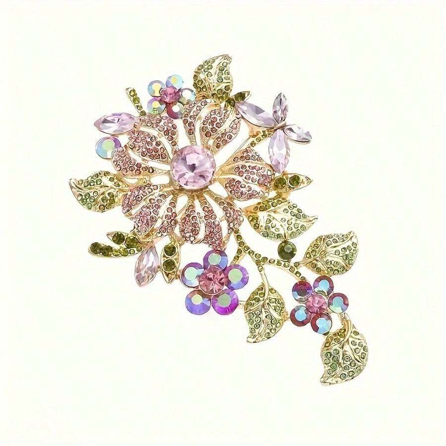 Valentine's Day 1pcs/Set Exquisite Shiny Color Rose Flower Brooch, Ladies Evening Dress Pin, Wedding Fashion Accessories, Female Gift - 彩色 - 查看 1