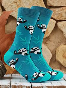 1 Pair Men's Animal Graphic Mid-Calf Socks, Panda, Koala, Bug, Fish Graphic Socks, Suitable For Daily Wear - Multicolor - View 8