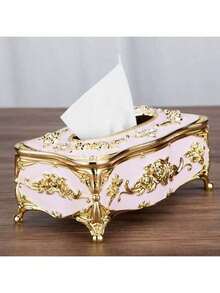 1PC European Luxury Home Desktop Tissue Box,Suitable For Living Room,Coffee Table,High-End Hotel Restaurant Kitchen,Napkin Extractor Box And Household Tissue Storage Box,The Ideal Decorative Piece For Hotel Coffee Tables And Dining Tables - Multicolor - View 13