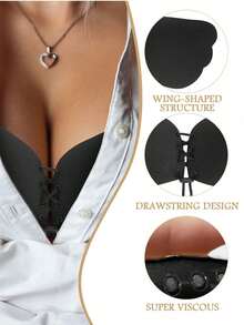 2 Pairs Reusable Strapless Invisible Bras, Cleavage Enhancing Invisible Bras With Nipple Covers - Multicolor - View 8