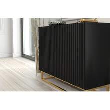 Creative Furniture Ripple Sideboard 100cm - Modern Fluted Design With Push To Open Doors - Black - View 4