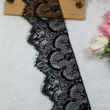3 metros/paquete de encaje de pestañas, mantel, decoración de prendas, decoración de boda, manualidades DIY - Negro - Ver 2