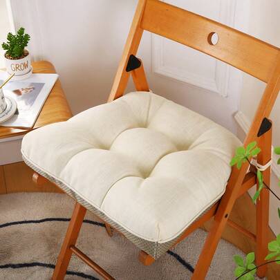 1pc Chair Back Cushion, Outdoor/Indoor Chair Pad, 43.26cm X 43.26cm X 6cm, Beige, Suitable For Kitchen, Dining Room, Office, Patio Chairs