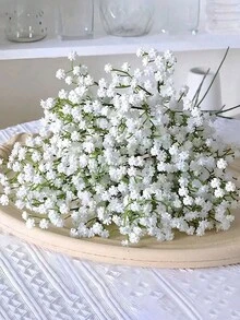 100支白色满天星仿真花，白色婴儿呼吸花，散装仿真婴儿呼吸花，适用于家居装饰、桌面装饰、DIY插花、婚礼和派对装饰、室内外花园装饰 - 白色 - 查看 5