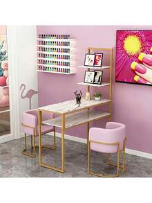 Mesa De Manicura Minimalista Con Almacenamiento - Blanco - Ver 3