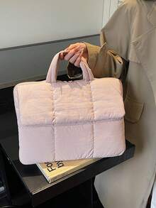 柔软笔记本电脑保护套，适用于 14/15.6 英寸笔记本电脑，轻便防震，公文包式手提包，绗缝刺绣，简约通勤包，可挂在行李箱拉杆上，笔记本电脑包，笔记本电脑保护套，男女通用旅行必备 - 彩色 - 查看 6