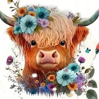 Herramienta de pintura de diamante con diseño de vaca para adultos, herramienta de pintura de diamante para principiantes, decoración de arte con pintura de gemas de diamante redondas completas, regalo de decoración para el hogar y la pared.